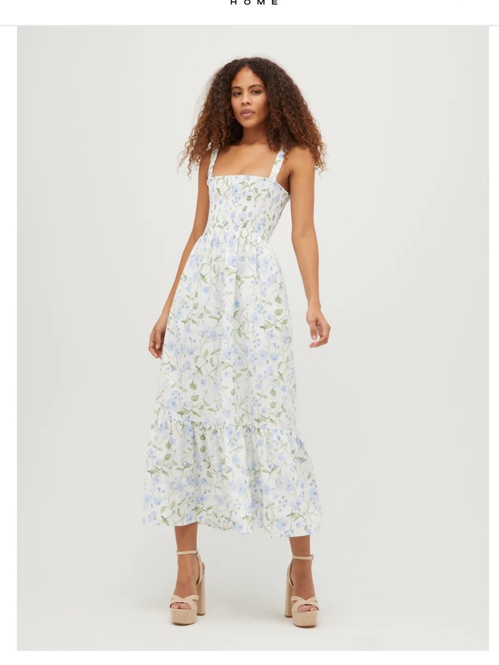 Hill House Anjuli Dress in White, Light Blue, and Green